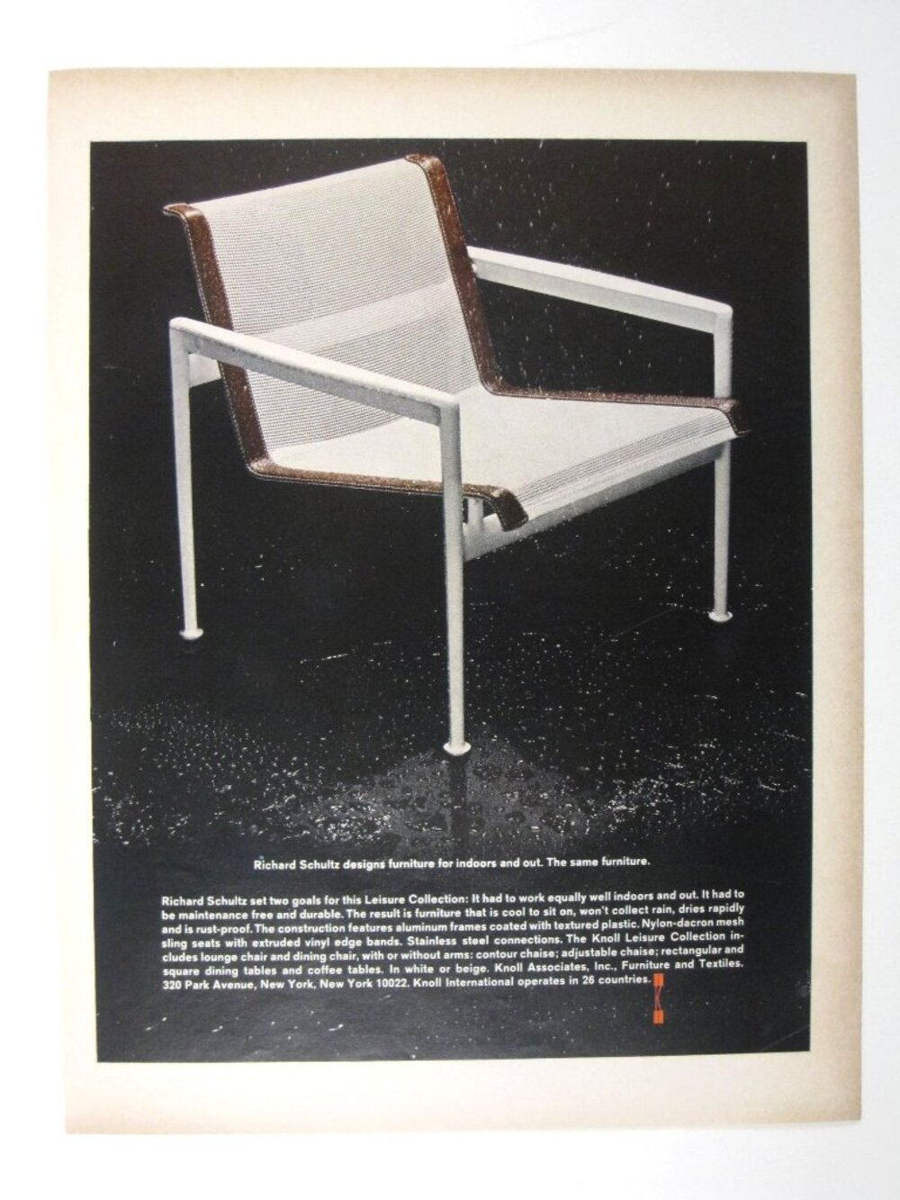 Richard Schultz Knoll Leisure Chair Indoor Outdoor 1960s Print Advertisement